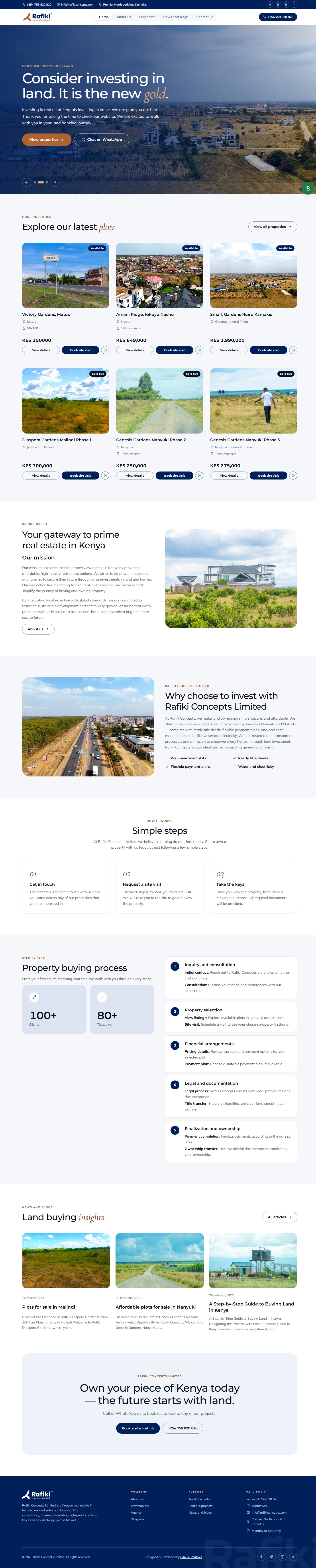 Full homepage of the Rafiki Concepts website